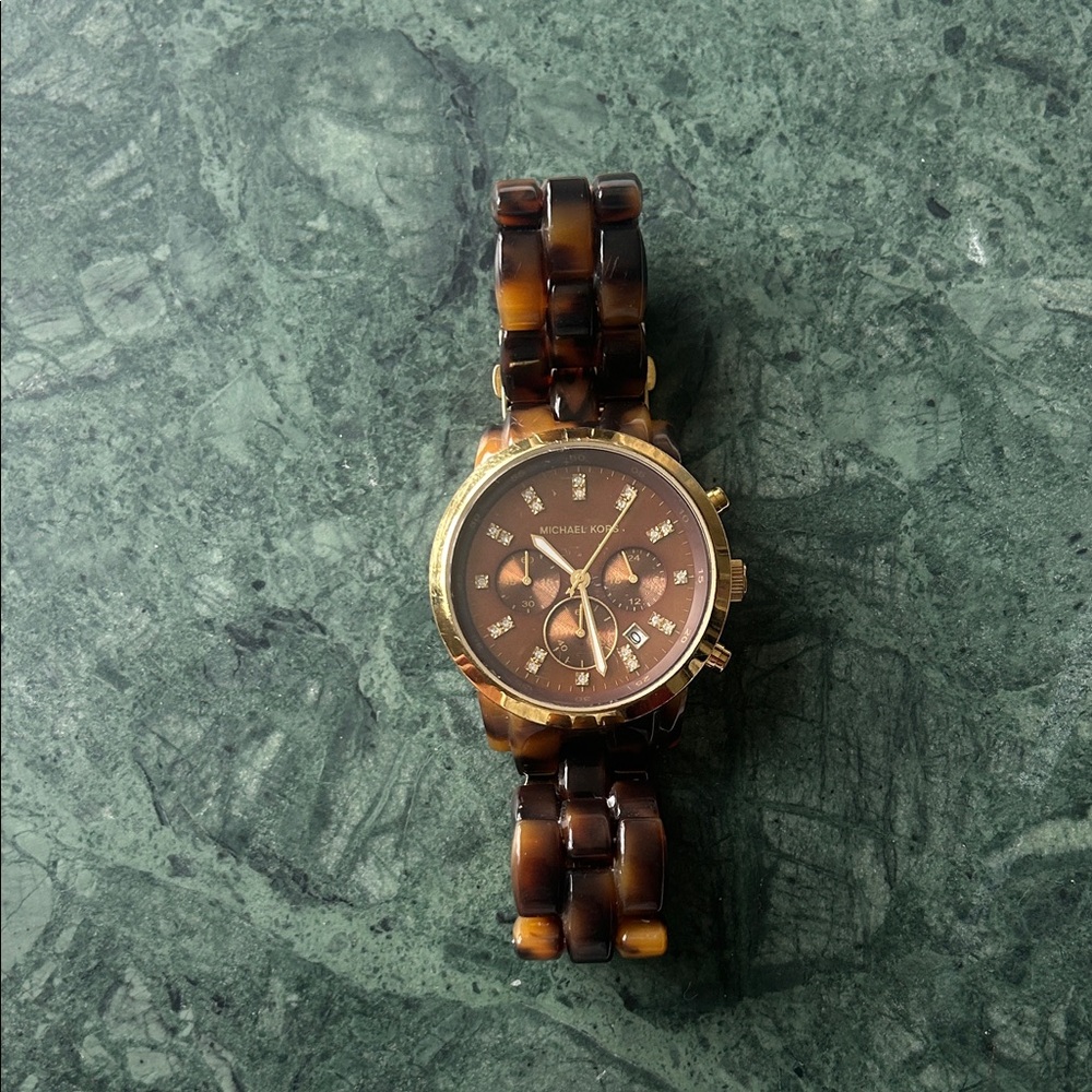 Michael Kors tortoise Brown and Gold Watch